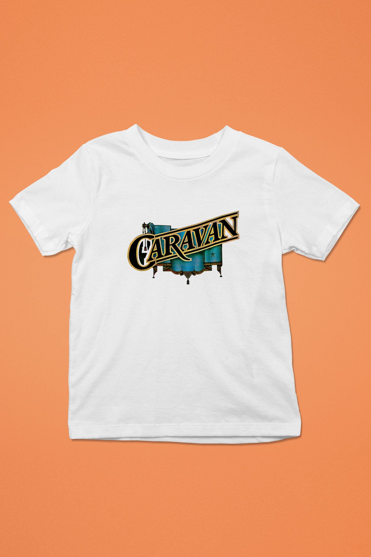 Caravan Baskılı Beyaz Unisex Beyaz Çocuk Tişört - Tshirt