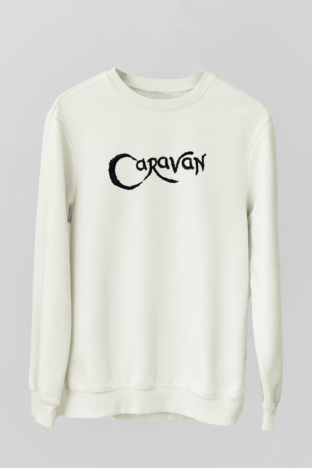 Caravan Baskılı Beyaz Unisex Sweatshirt