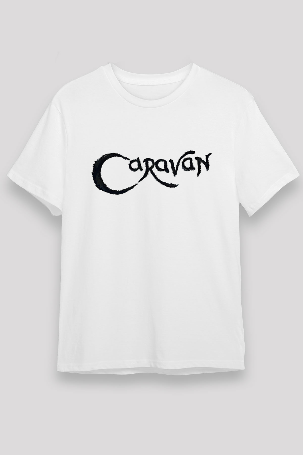 Caravan Baskılı Unisex Beyaz Tişört - Tshirt