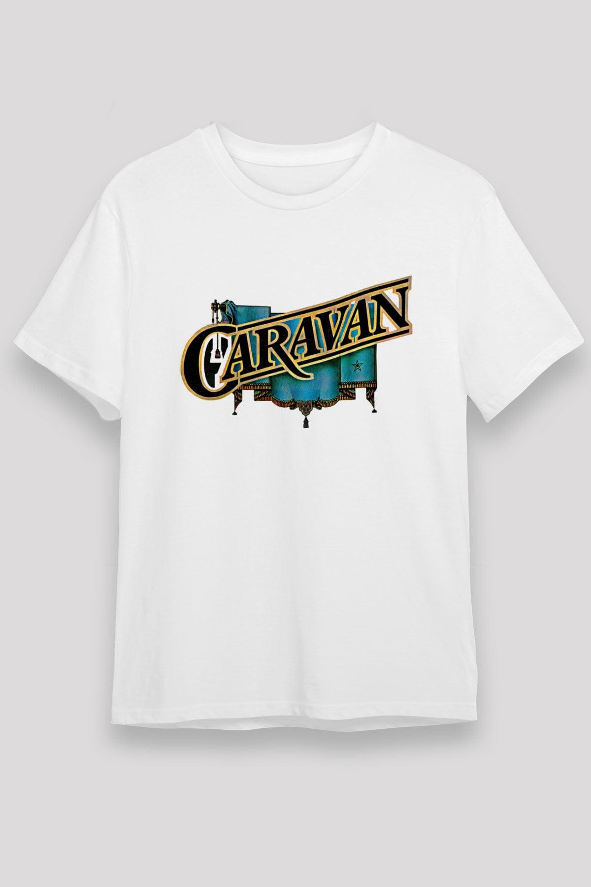 Caravan Baskılı Unisex Beyaz Tişört - Tshirt