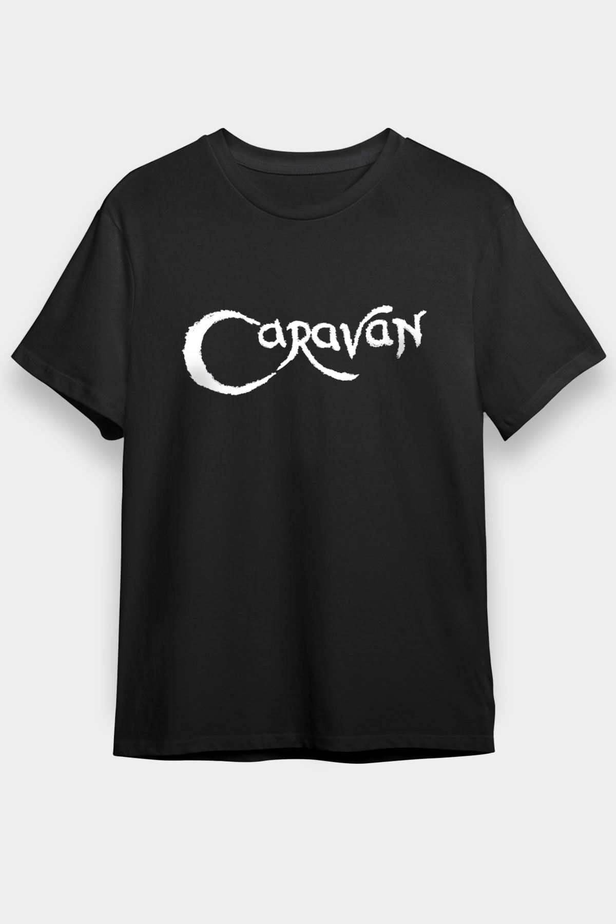 Caravan Baskılı Unisex Siyah Tişört - Tshirt