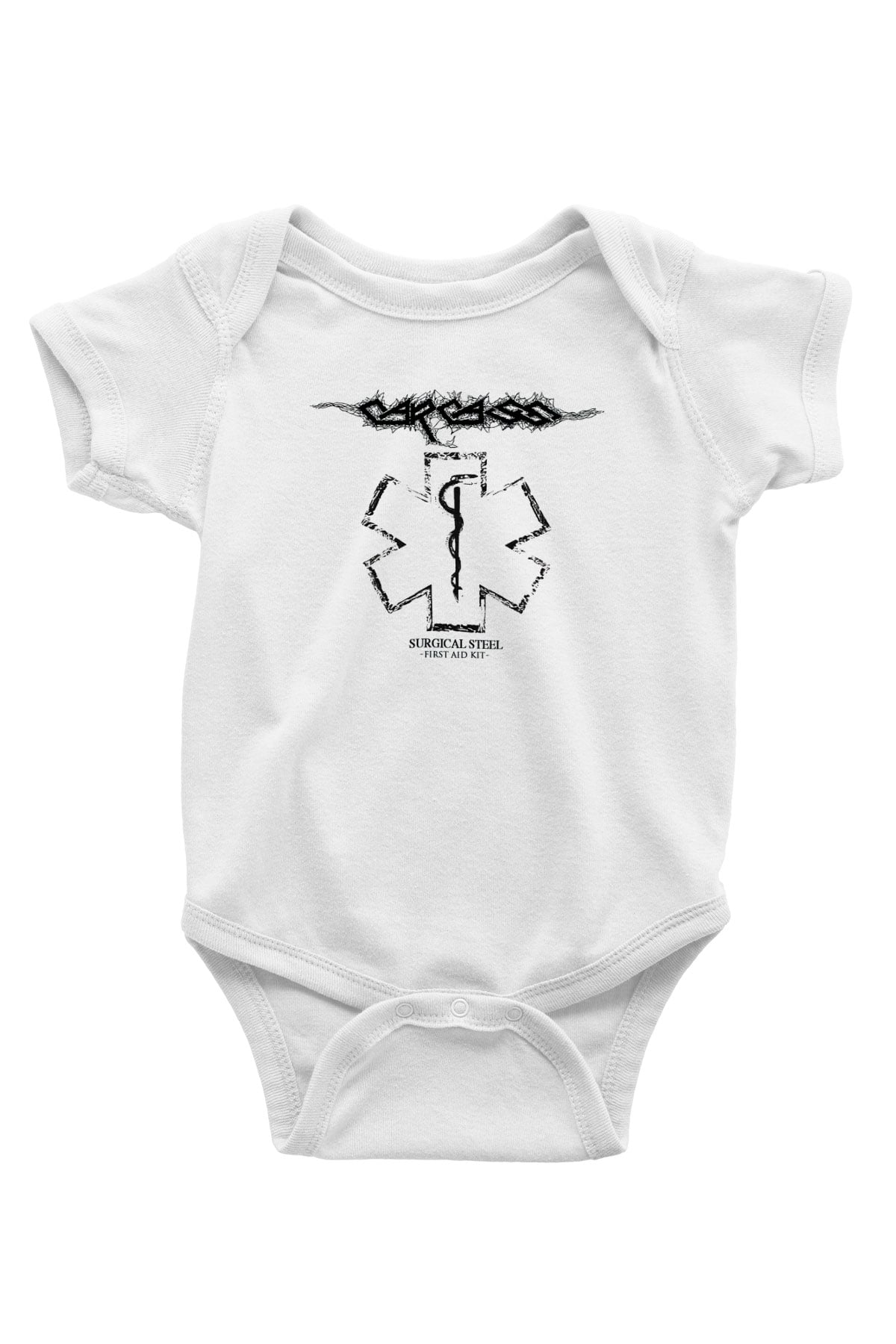 Carcass Baskılı Beyaz Unisex Bebek Body - Zıbın