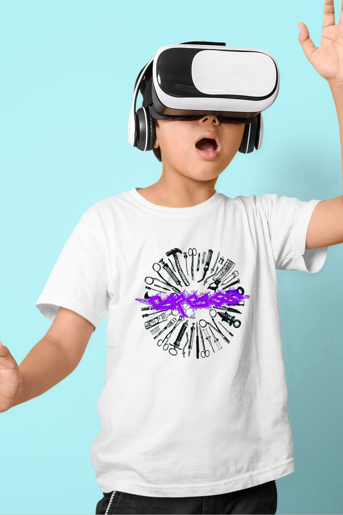 Carcass Baskılı Beyaz Unisex Çocuk Tişört