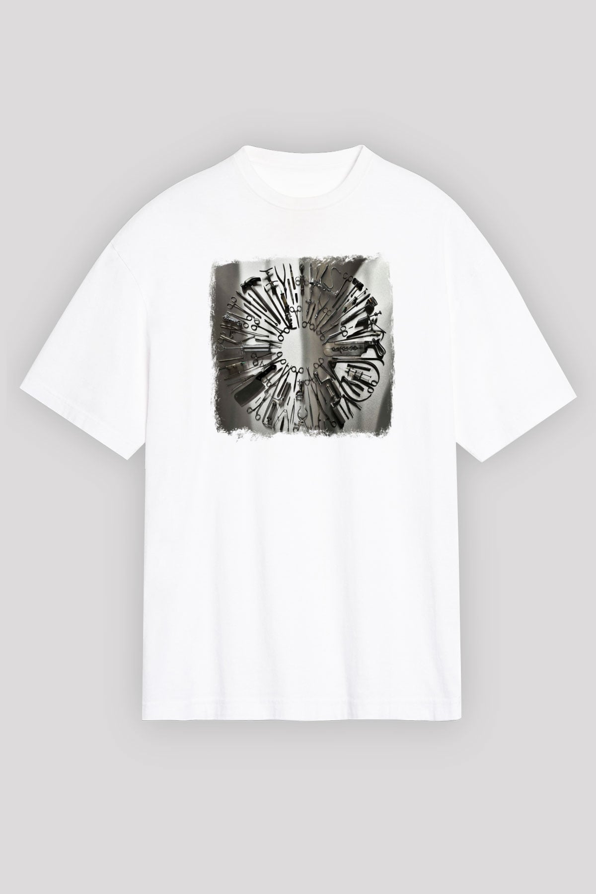 Carcass Baskılı Unisex Beyaz Oversize Tişört
