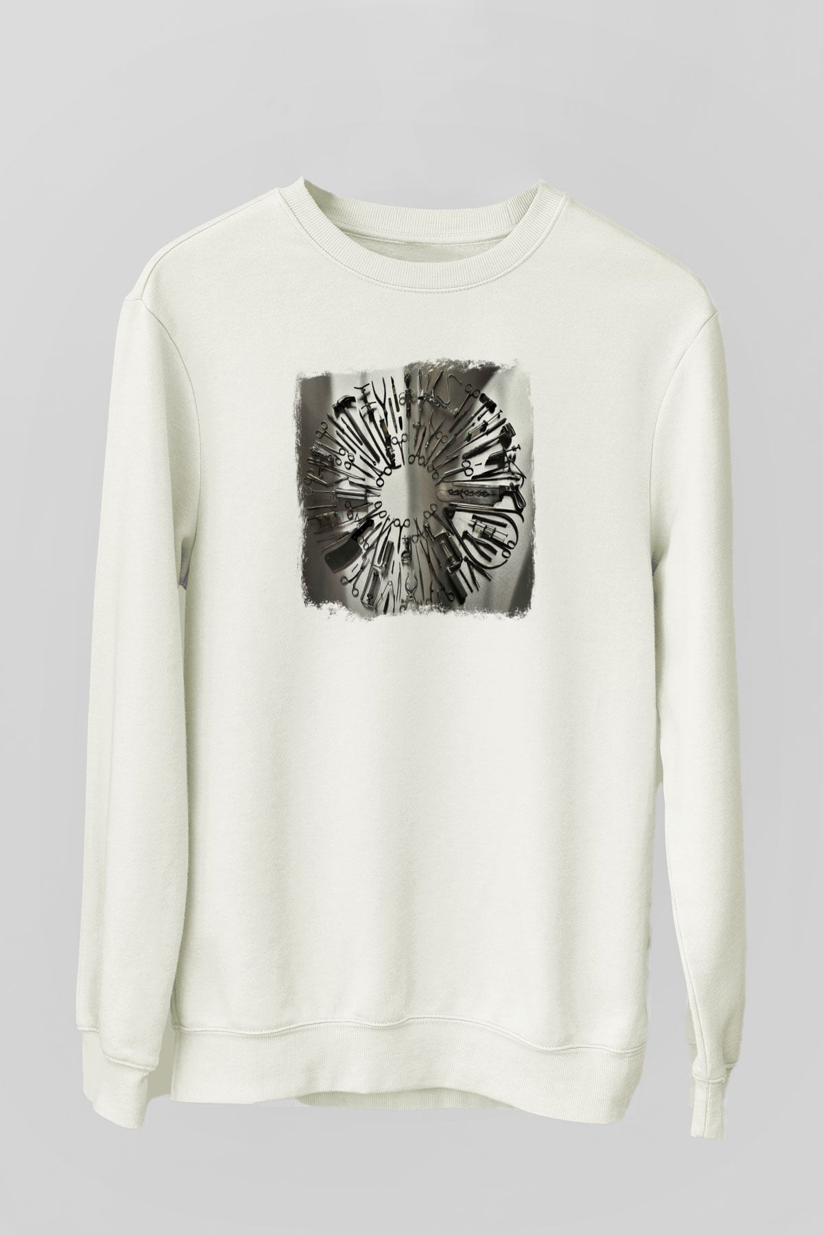 Carcass Baskılı Unisex Beyaz Sweatshirt