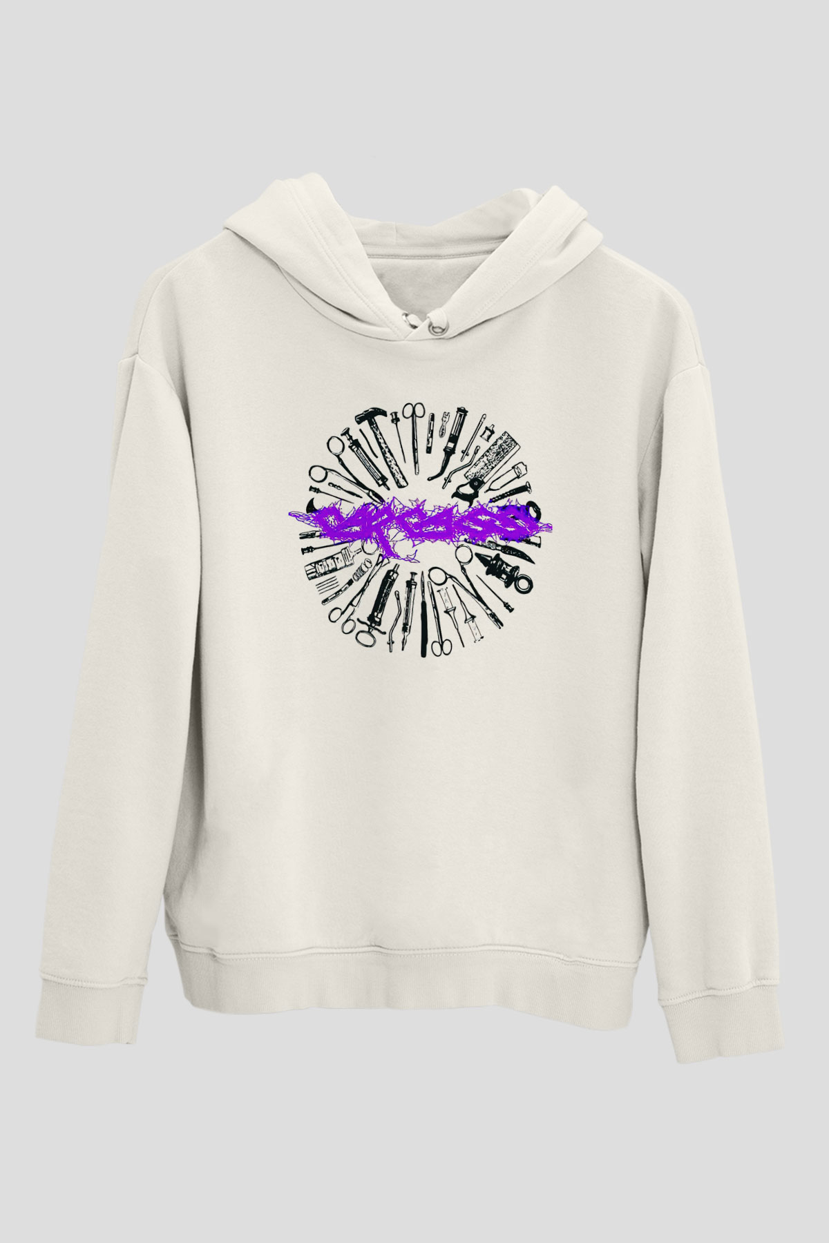 Carcass Beyaz Unisex Kapşonlu Sweatshirt