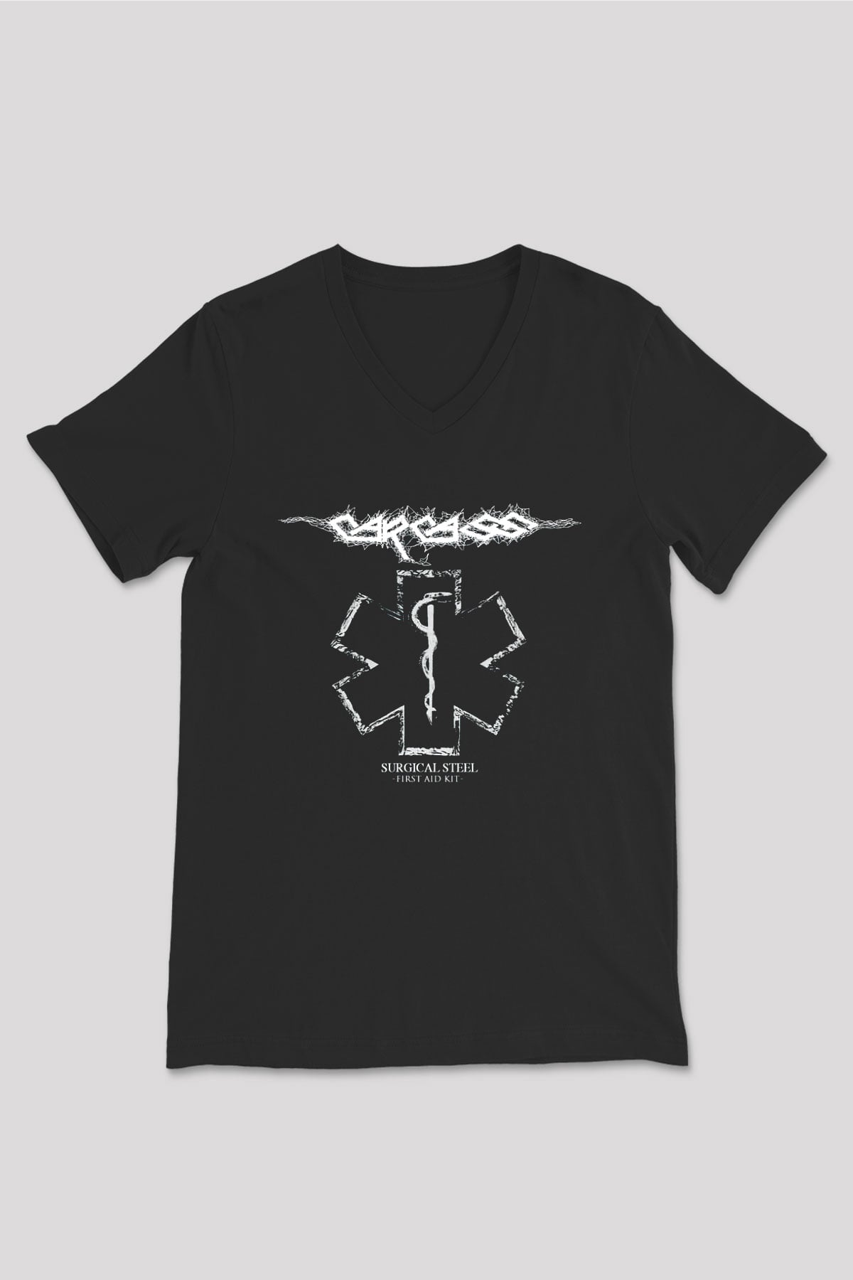 Carcass Siyah Unisex V Yaka Tişört T-Shirt