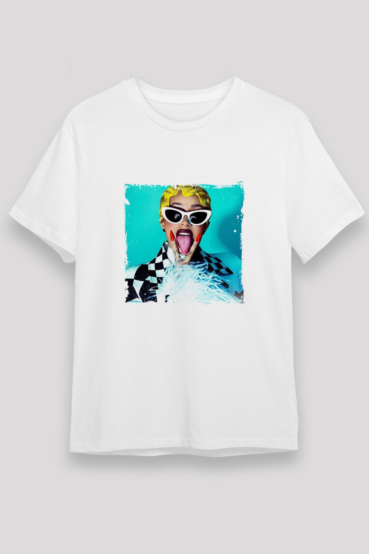 Cardi B Baskılı Unisex Beyaz Tişört
