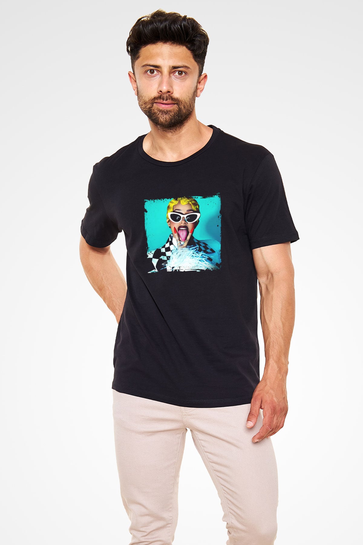 Cardi B Baskılı Unisex Siyah Tişört