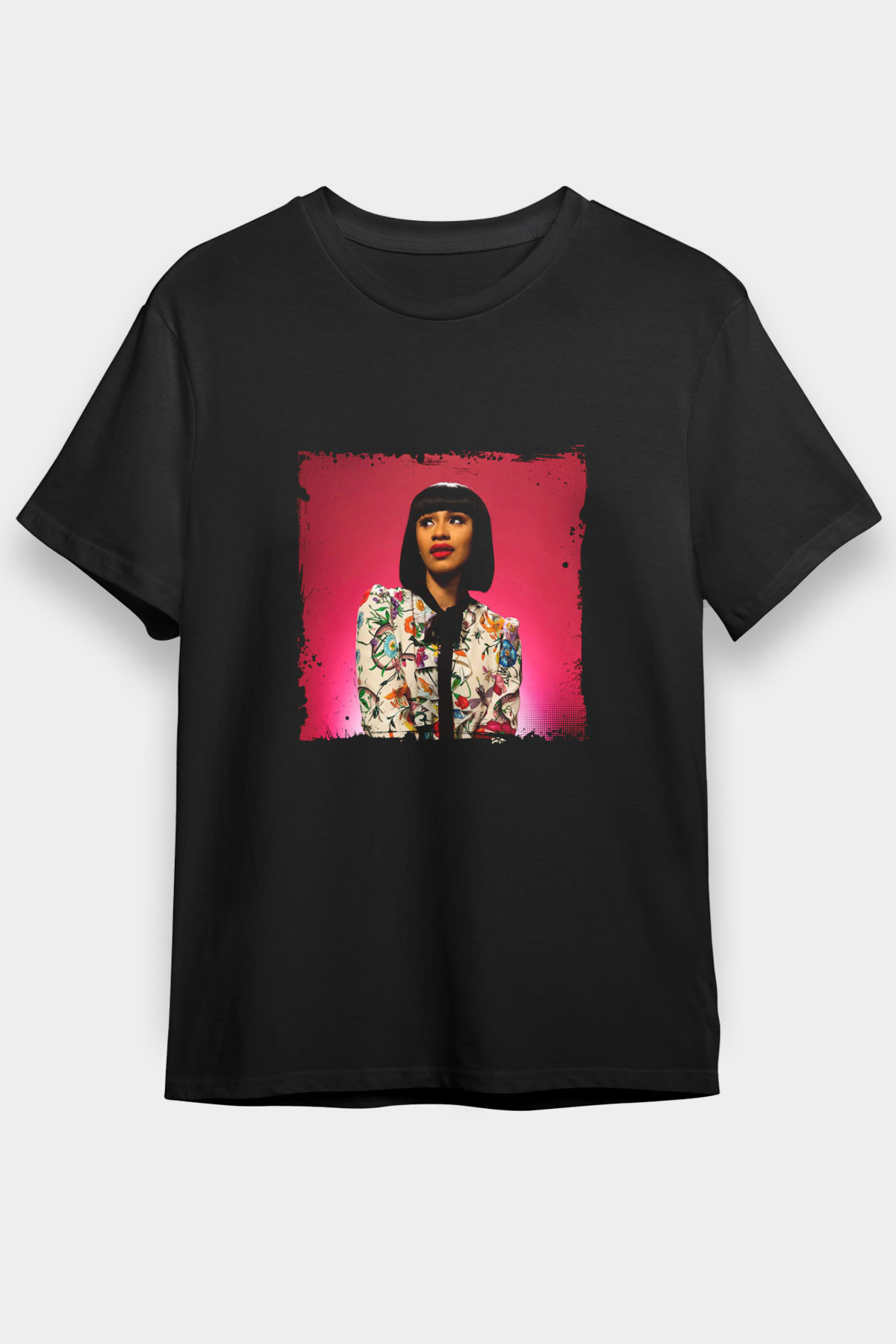 Cardi B Baskılı Unisex Siyah Tişört