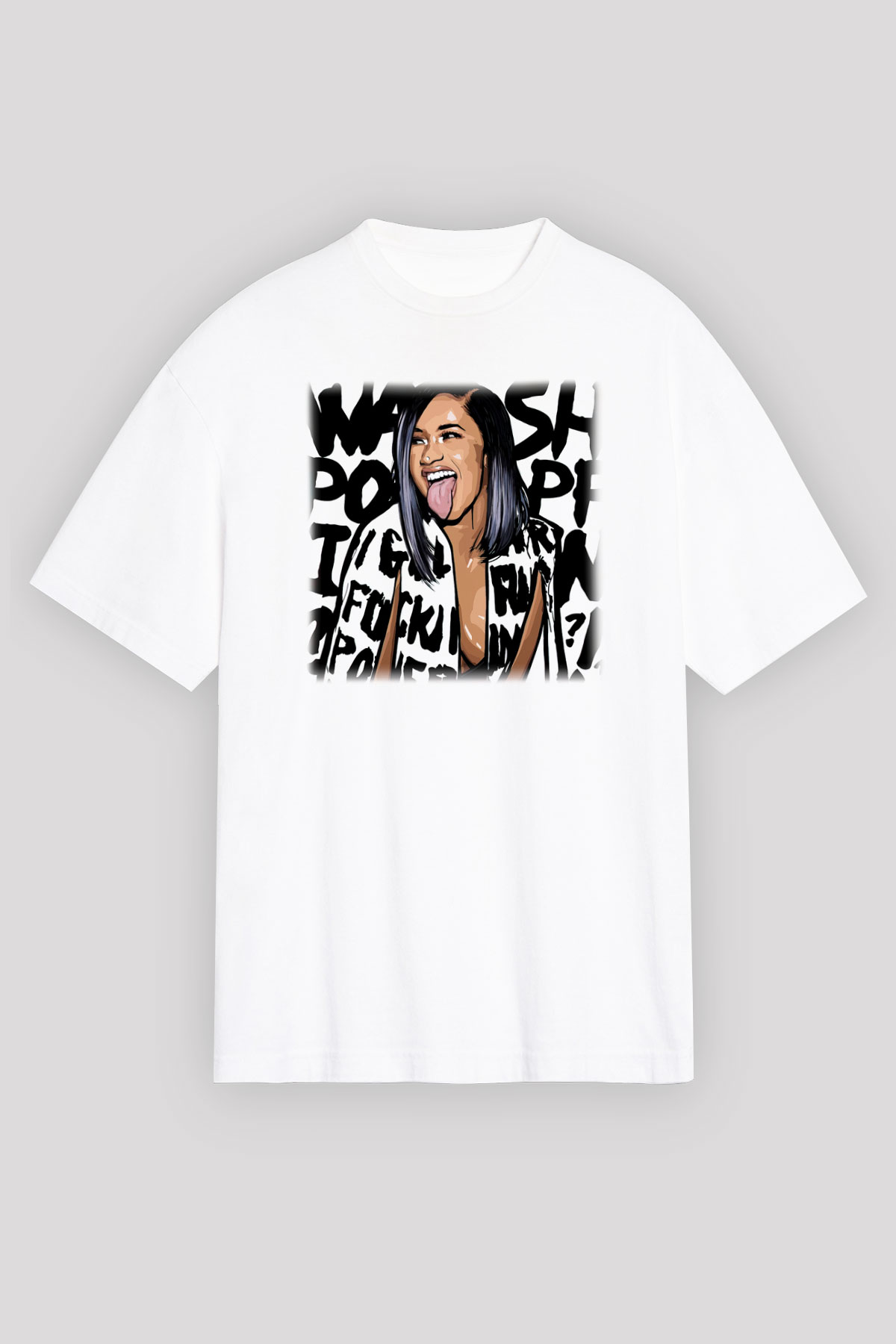 Cardi B Beyaz Unisex Oversize Tişört T-Shirt