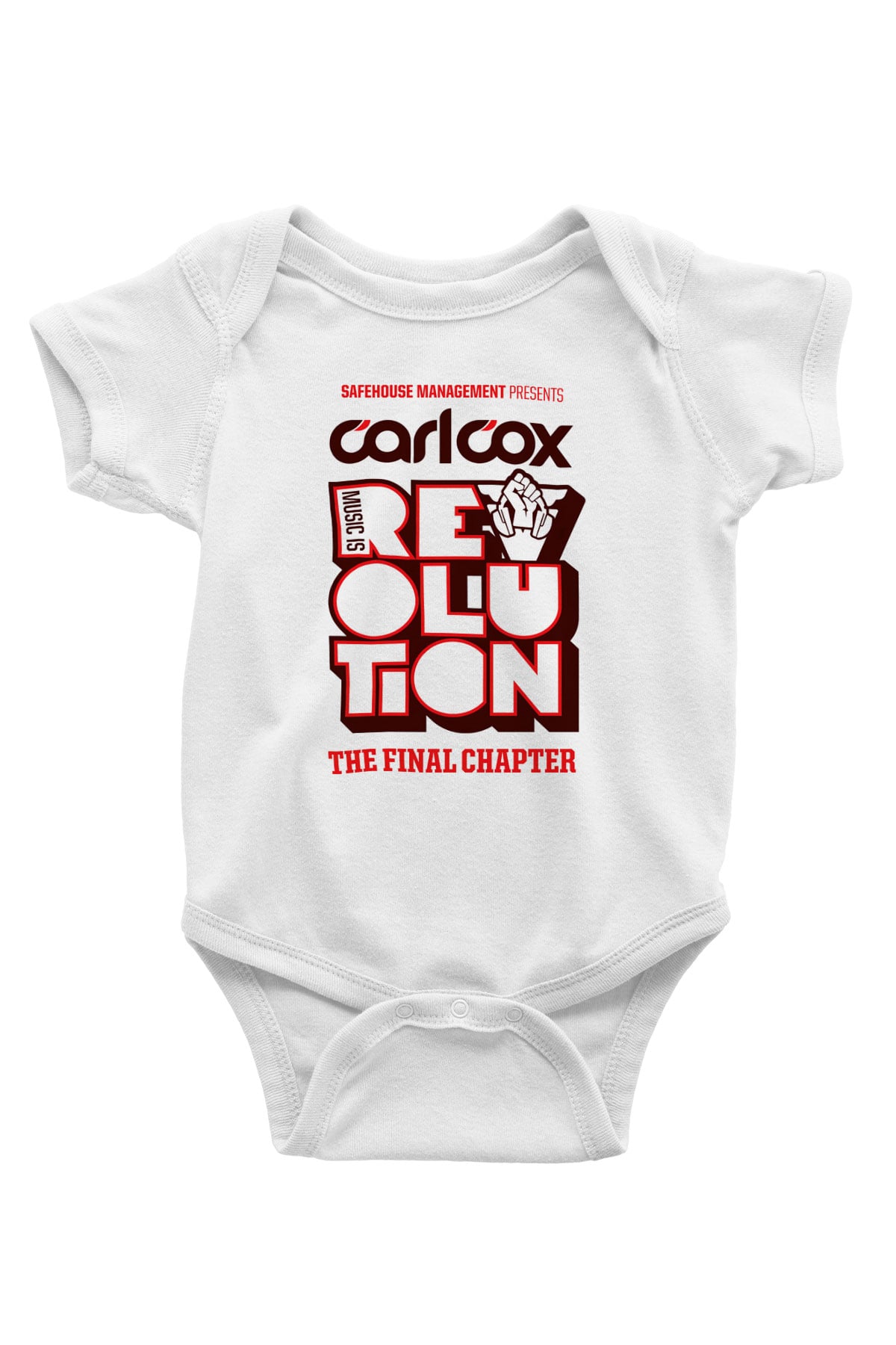 Carl Cox Baskılı Beyaz Unisex Bebek Body - Zıbın