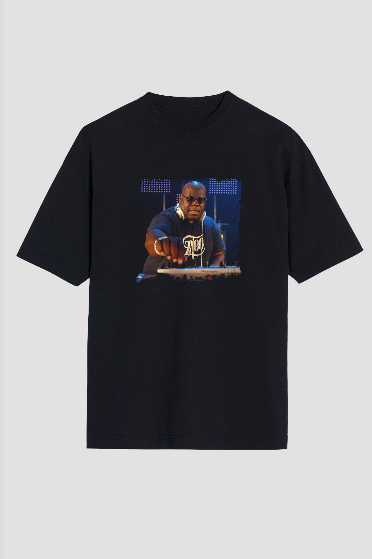 Carl Cox Baskılı Unisex Oversize Siyah Tişört