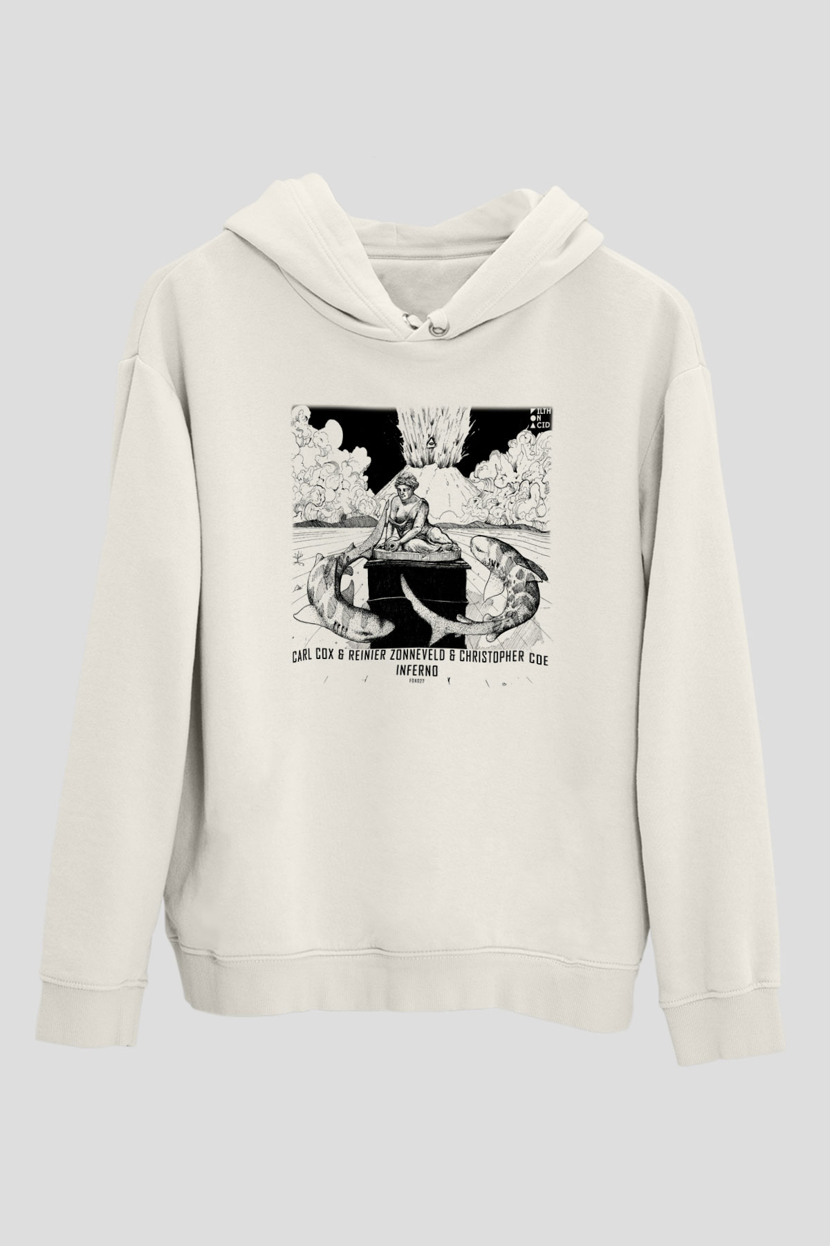 Carl Cox Beyaz Unisex Kapşonlu Sweatshirt