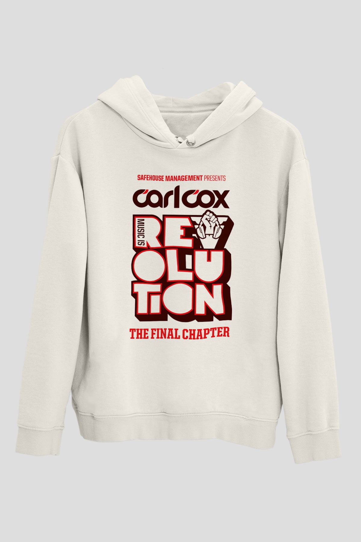 Carl Cox Beyaz Unisex Kapşonlu Sweatshirt