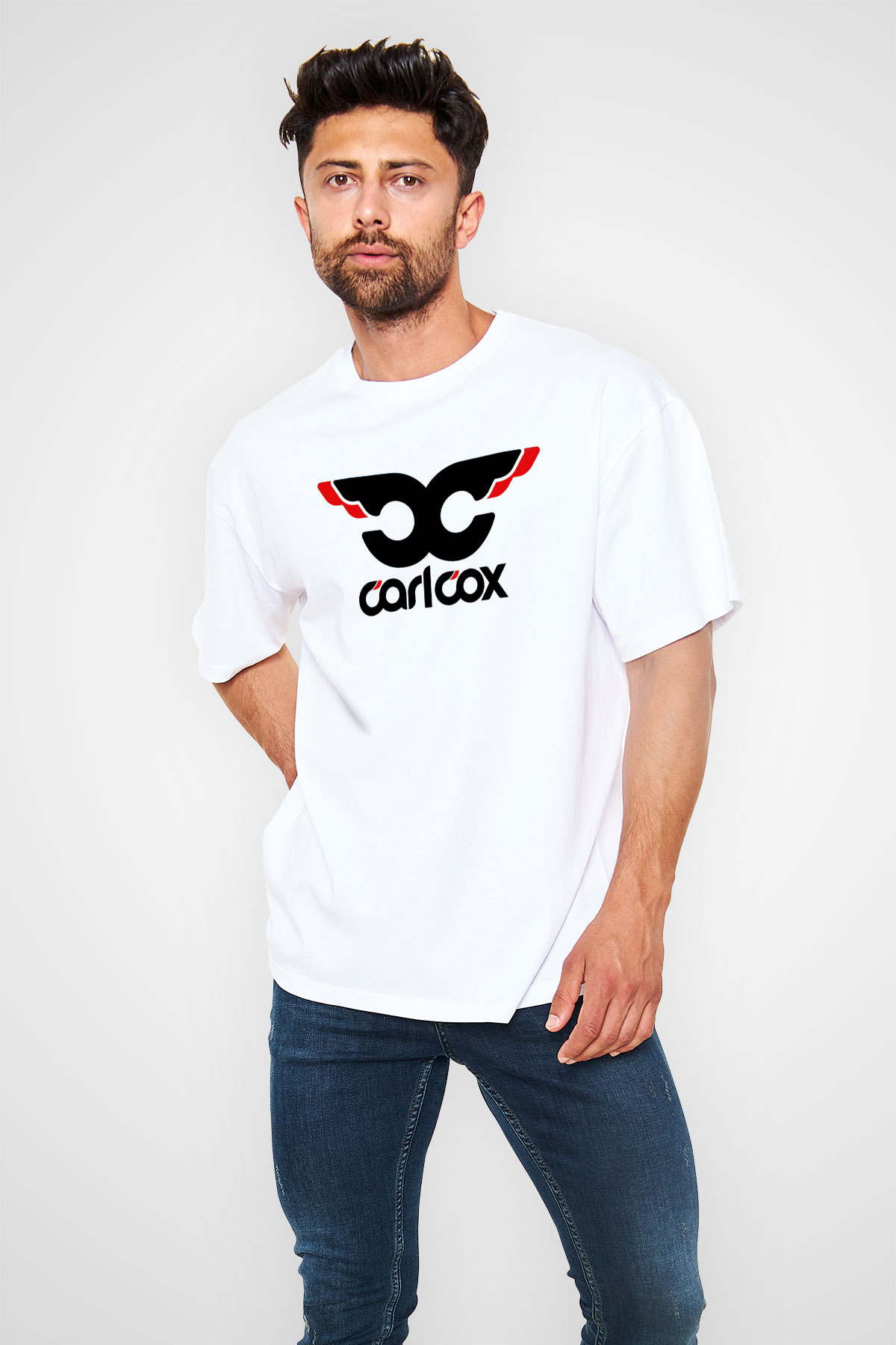Carl Cox Beyaz Unisex Oversize Tişört T-Shirt
