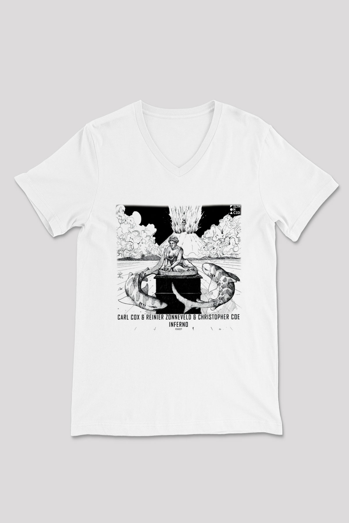 Carl Cox Beyaz Unisex V Yaka Tişört T-Shirt
