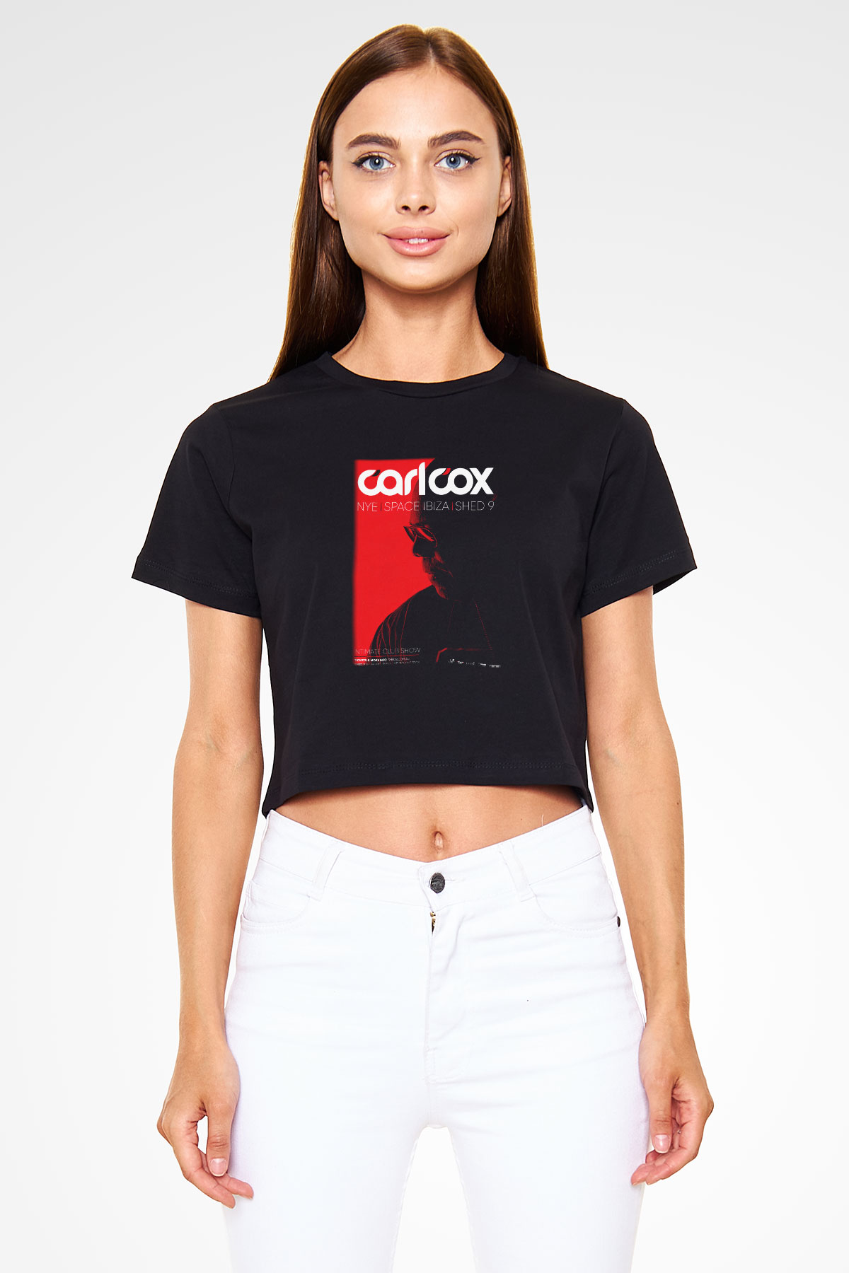 Carl Cox Siyah Crop Top Tişört