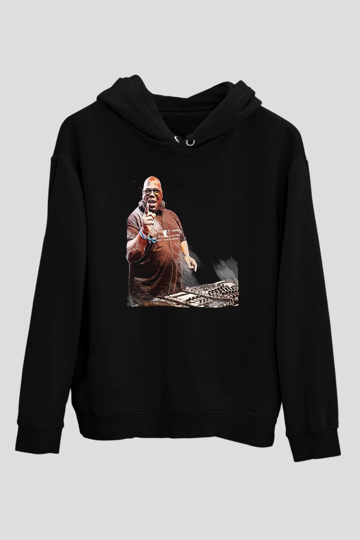 Carl Cox Siyah Unisex Kapüşonlu Sweatshirt