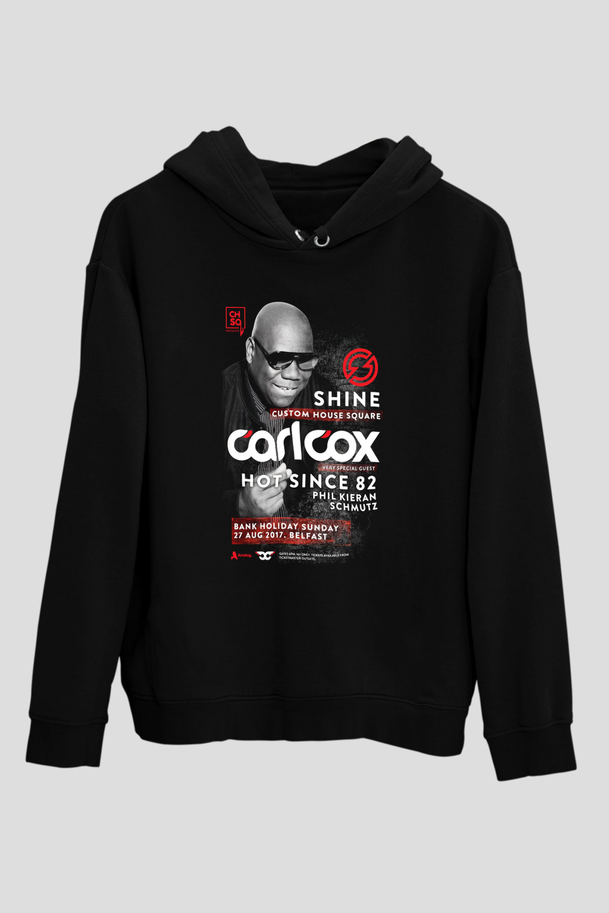 Carl Cox Siyah Unisex Kapüşonlu Sweatshirt