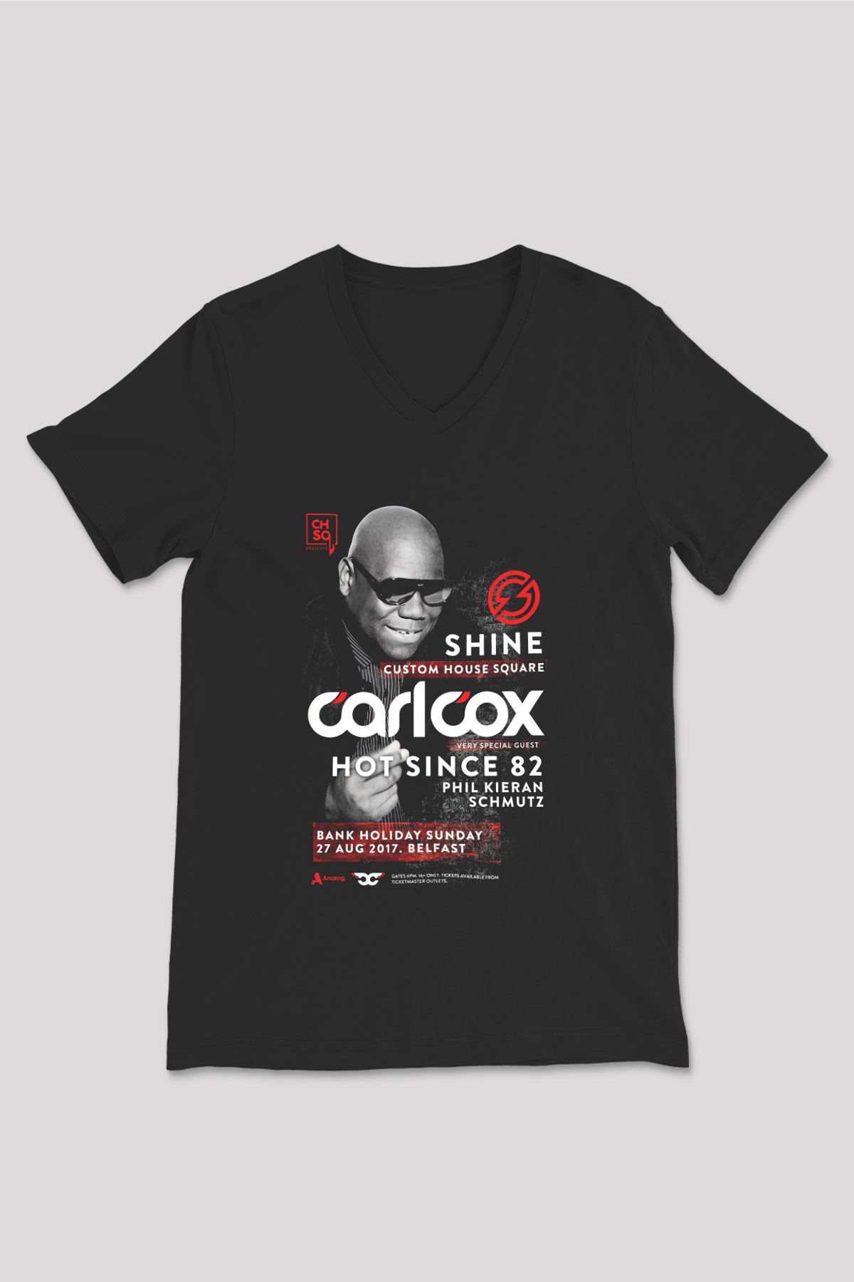 Carl Cox Siyah Unisex V Yaka Tişört