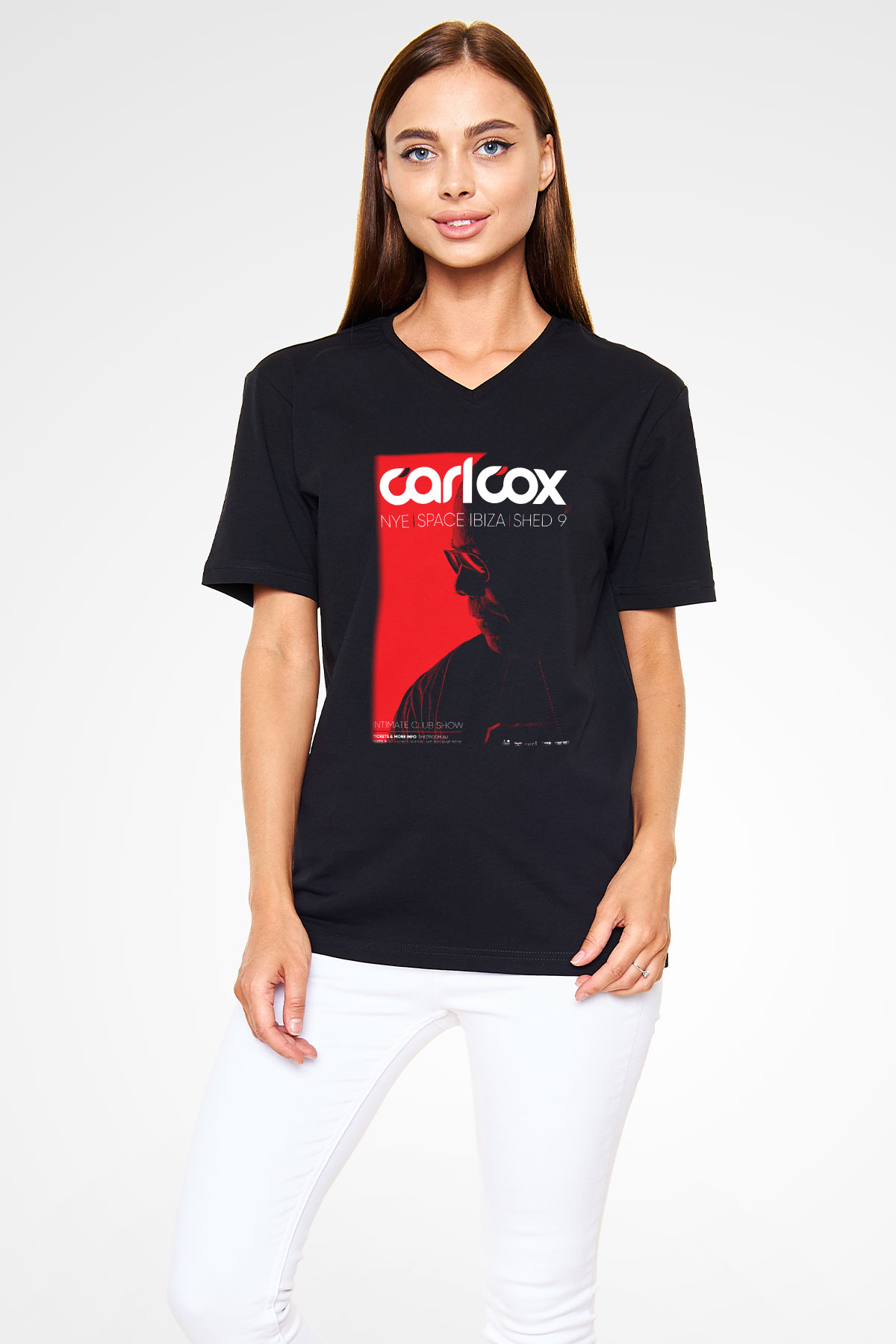 Carl Cox Siyah Unisex V Yaka Tişört T-Shirt