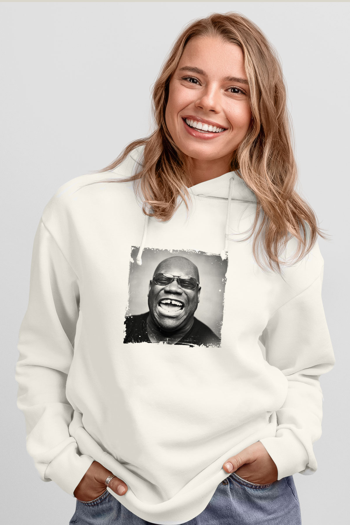 Carl CoxBaskılı Beyaz Hoodie