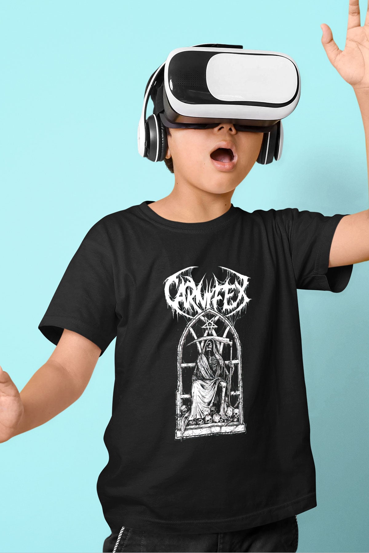 Carnifex Baskılı Siyah Unisex Çocuk Tişört