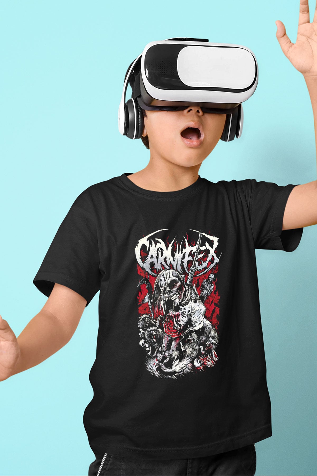 Carnifex Baskılı Siyah Unisex Çocuk Tişört