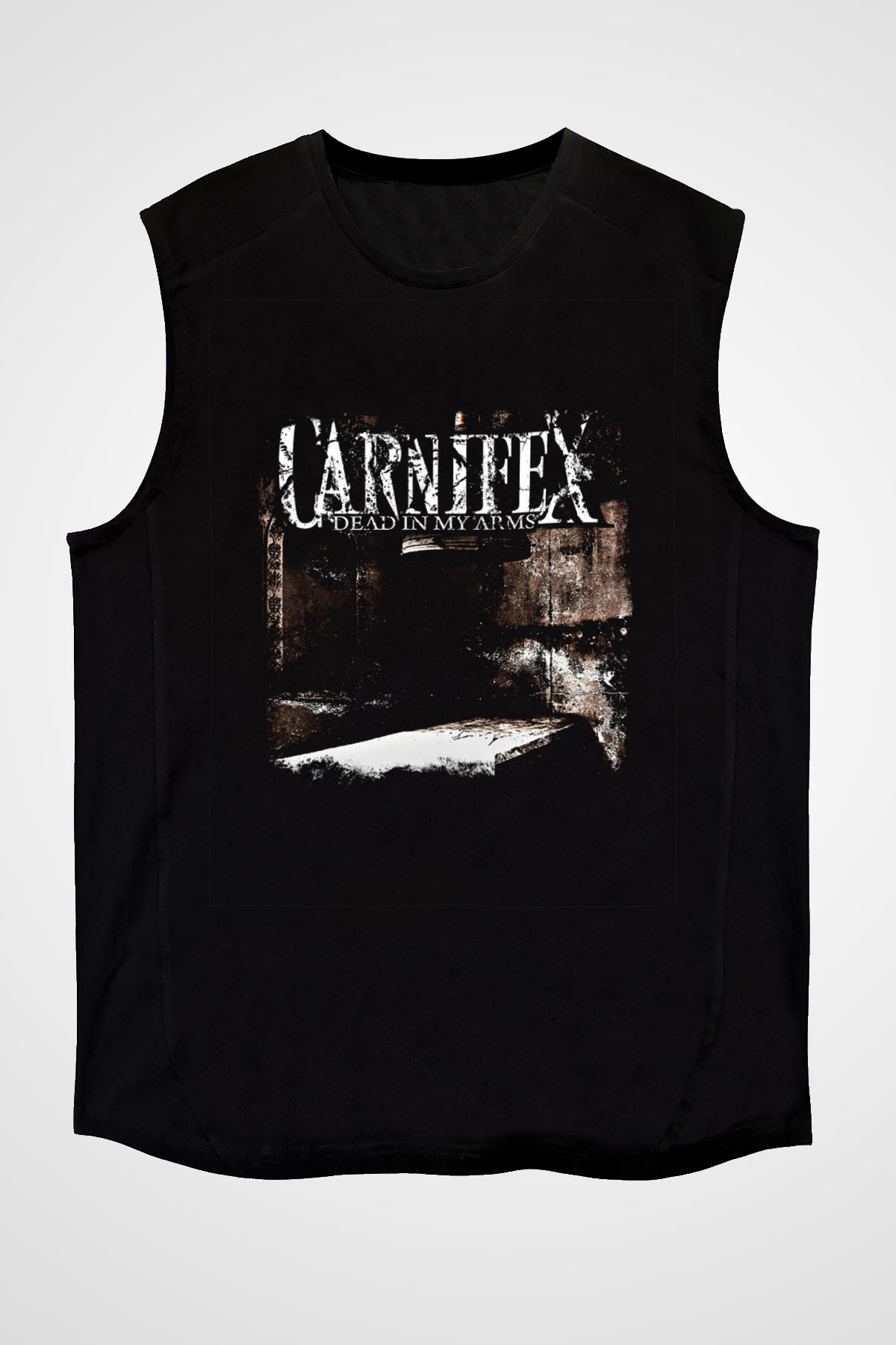 Carnifex Baskılı Unisex Siyah Kolsuz Tişört