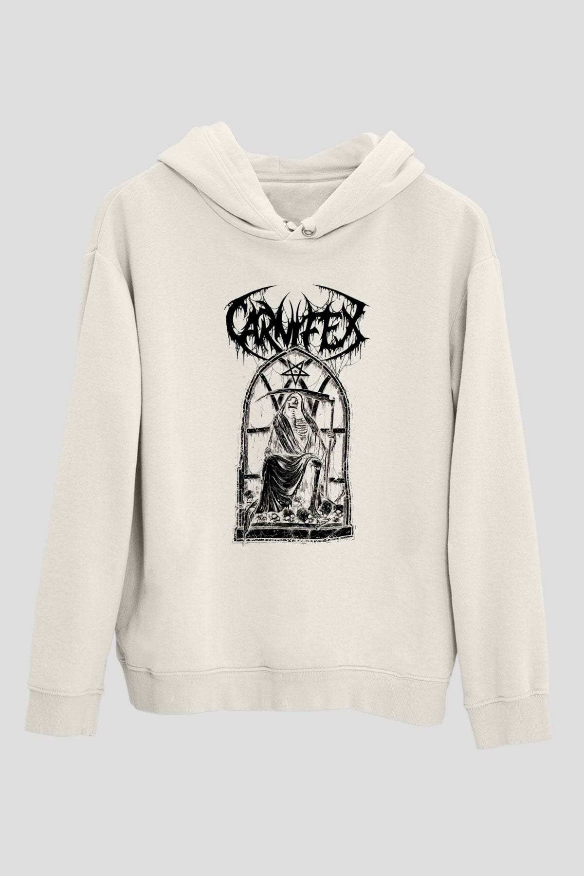 Carnifex Beyaz Unisex Kapşonlu Sweatshirt