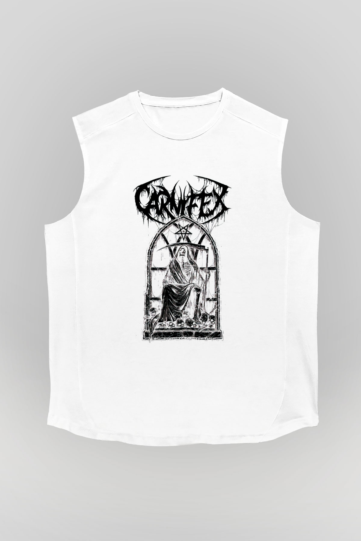Carnifex Beyaz Unisex Kolsuz Tişört