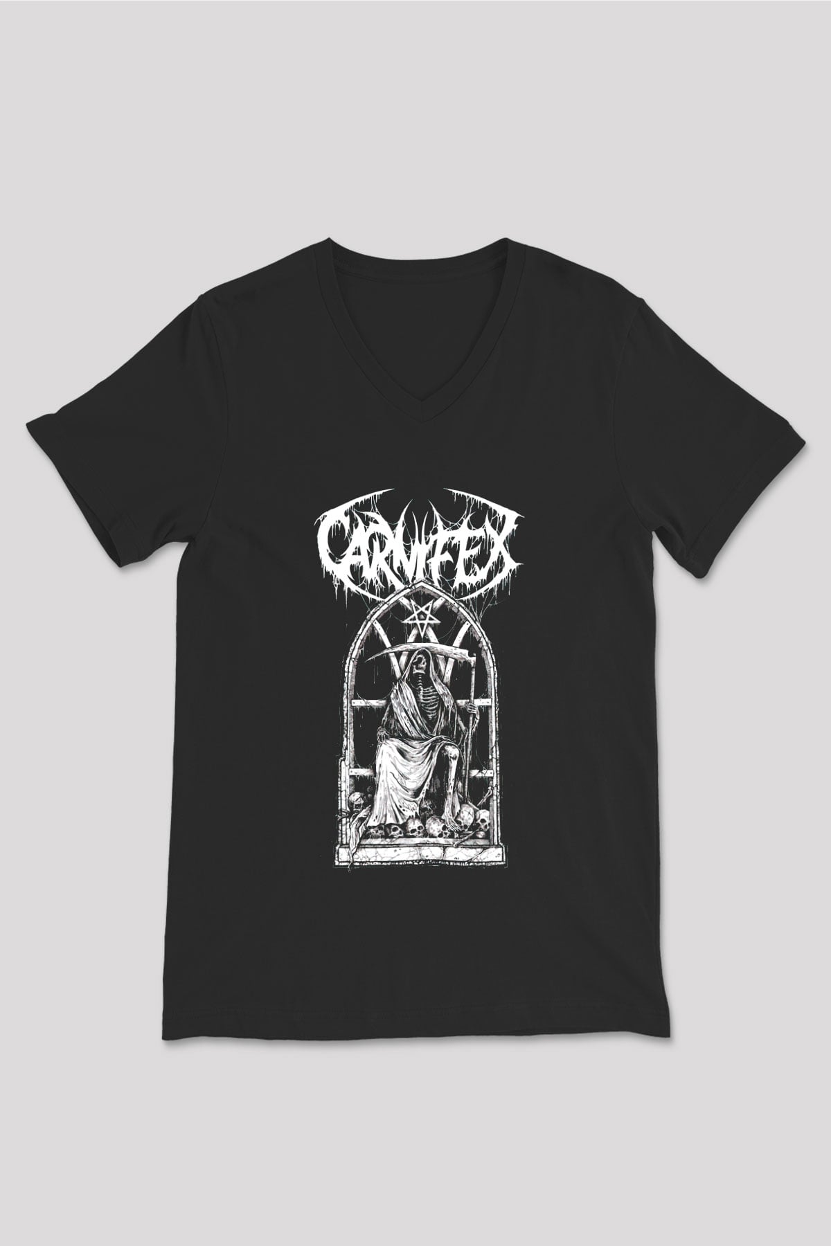 Carnifex Siyah Unisex V Yaka Tişört T-Shirt
