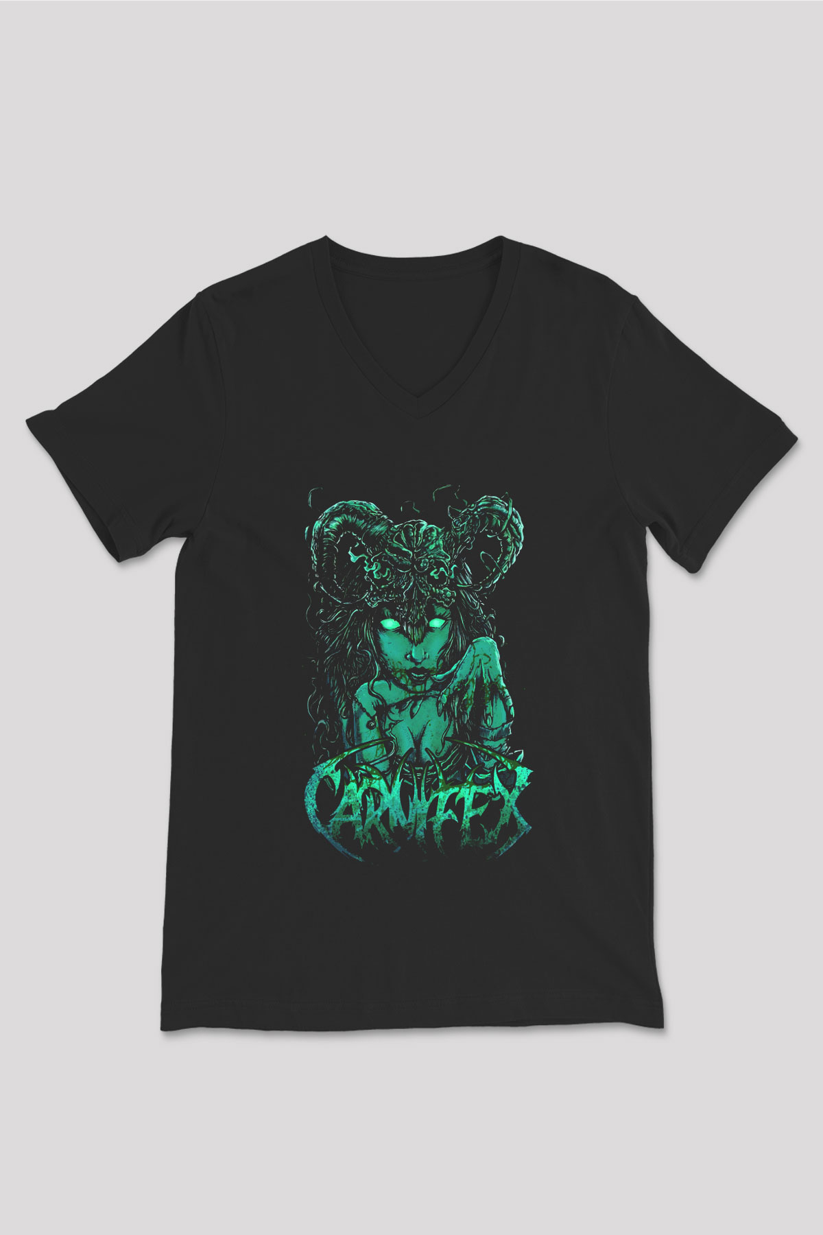 Carnifex Siyah Unisex V Yaka Tişört T-Shirt