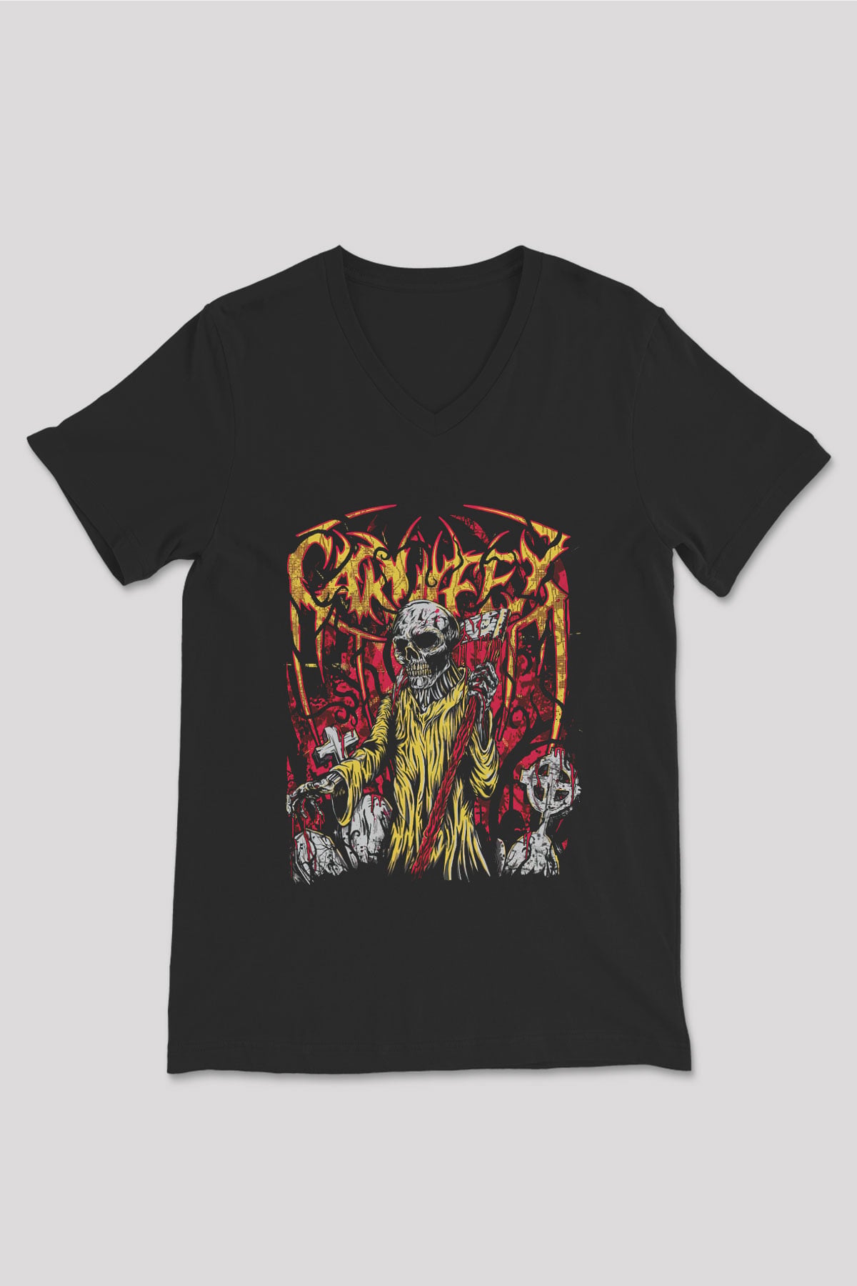 Carnifex Siyah Unisex V Yaka Tişört T-Shirt
