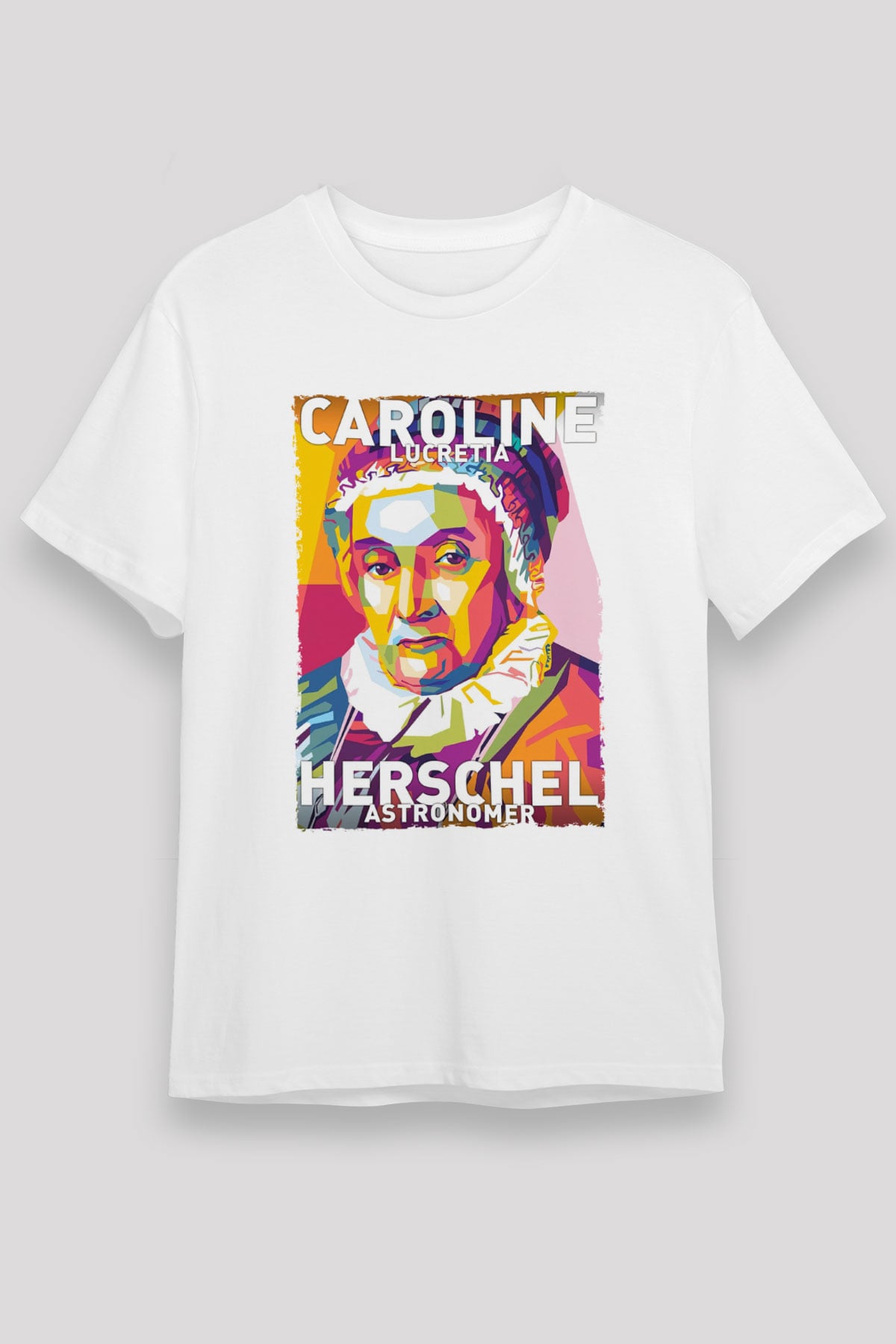 Caroline Lucretia Herschel Baskılı Unisex Beyaz Tişört - Tshirt