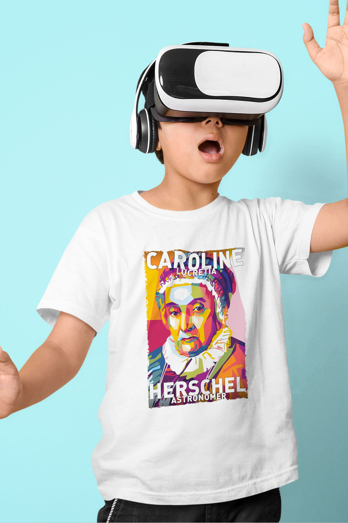 Caroline Lucretia Herschel Baskılı Unisex Beyaz Çocuk Tişörtü - Tshirt