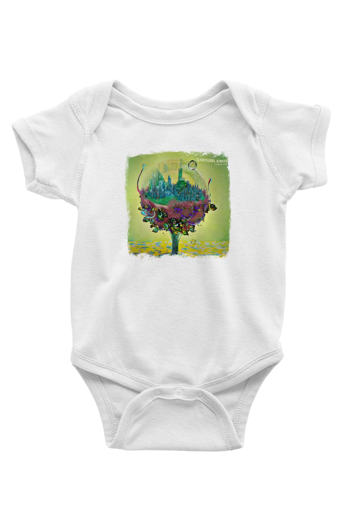 Carousel Kings Baskılı Unisex Beyaz Bebek Body - Zıbın