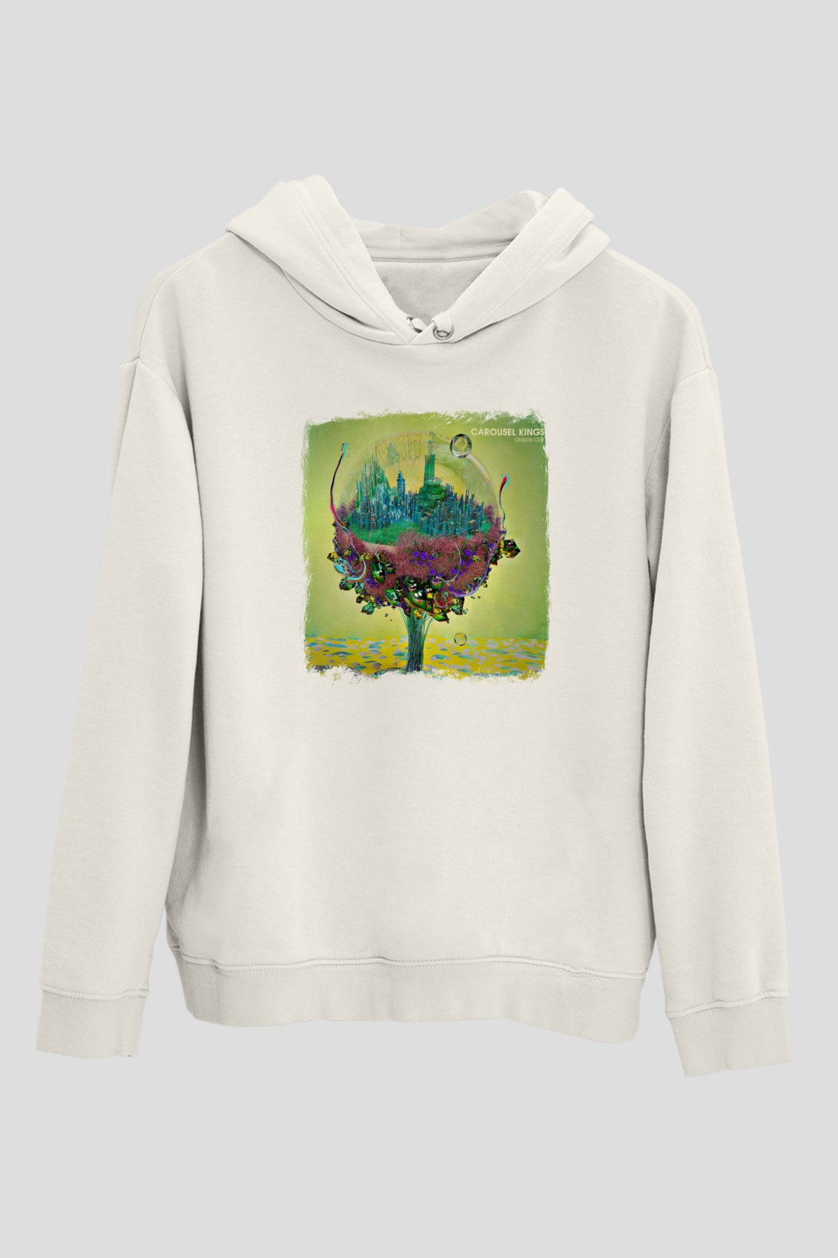 Carousel Kings Baskılı Unisex Beyaz Hoodie