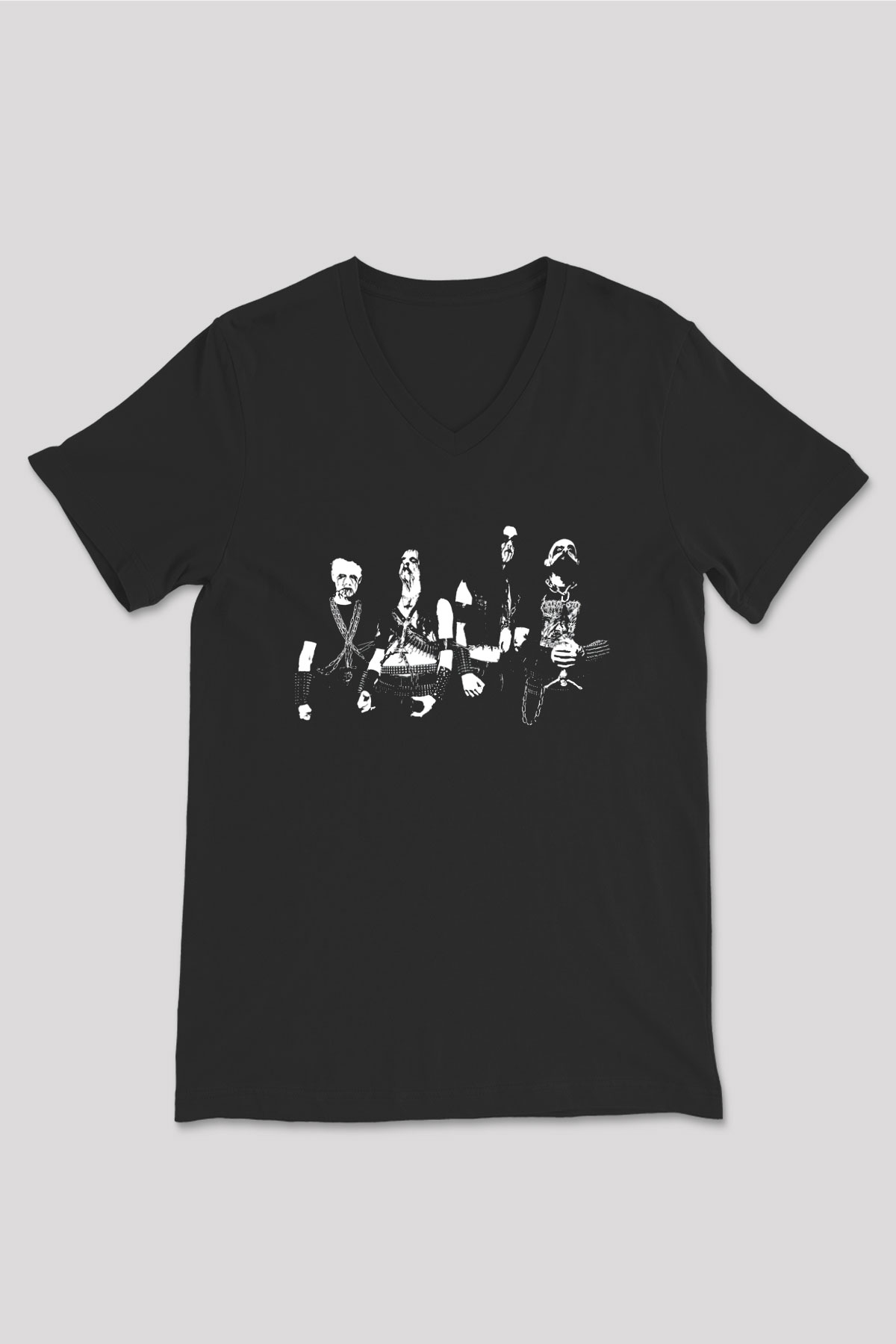 Carpathian Forest Baskılı Unisex Siyah V Yaka Tişört - Tshirt