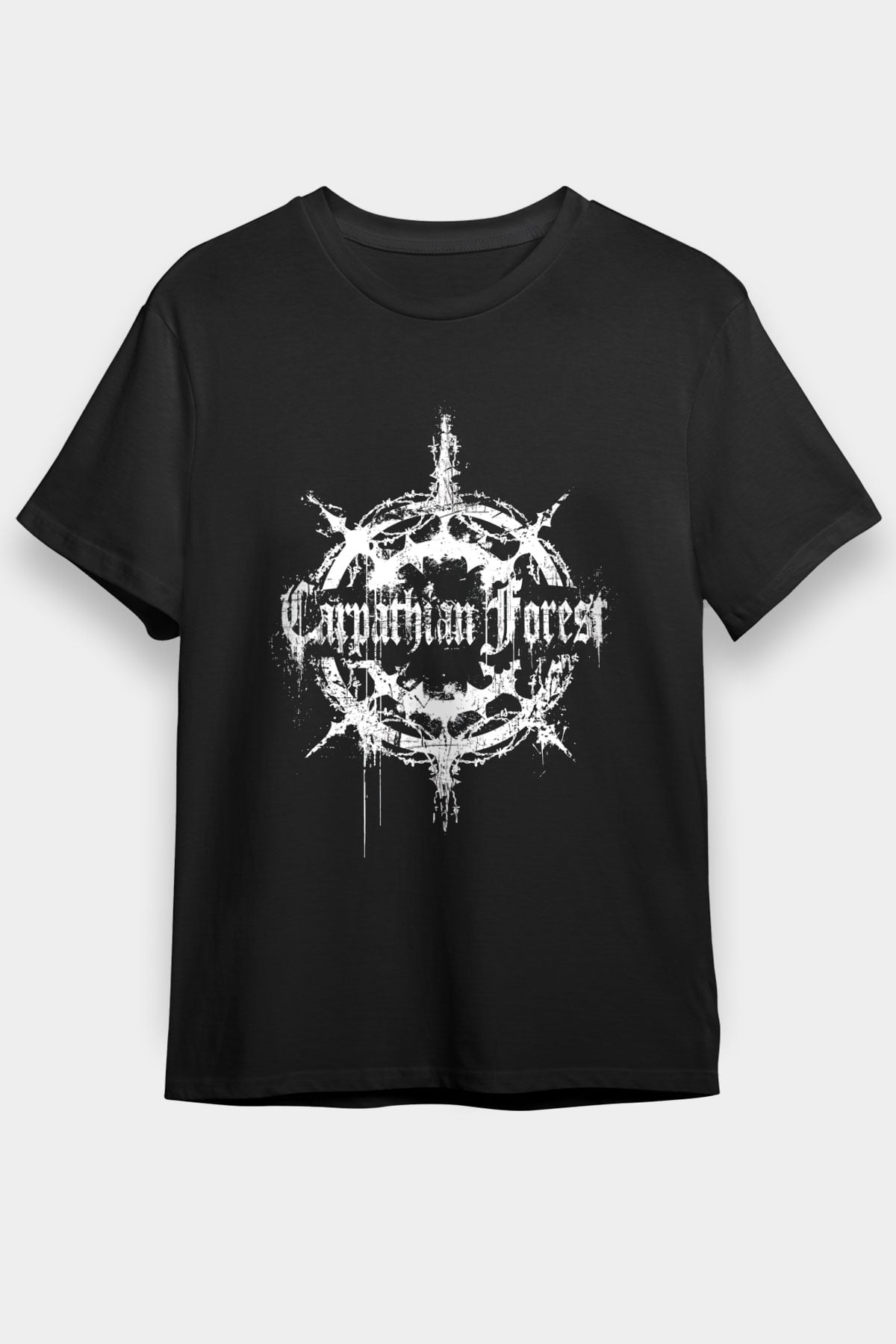 Carpathian Forest Baskılı Unisex Siyah Tişört - Tshirt