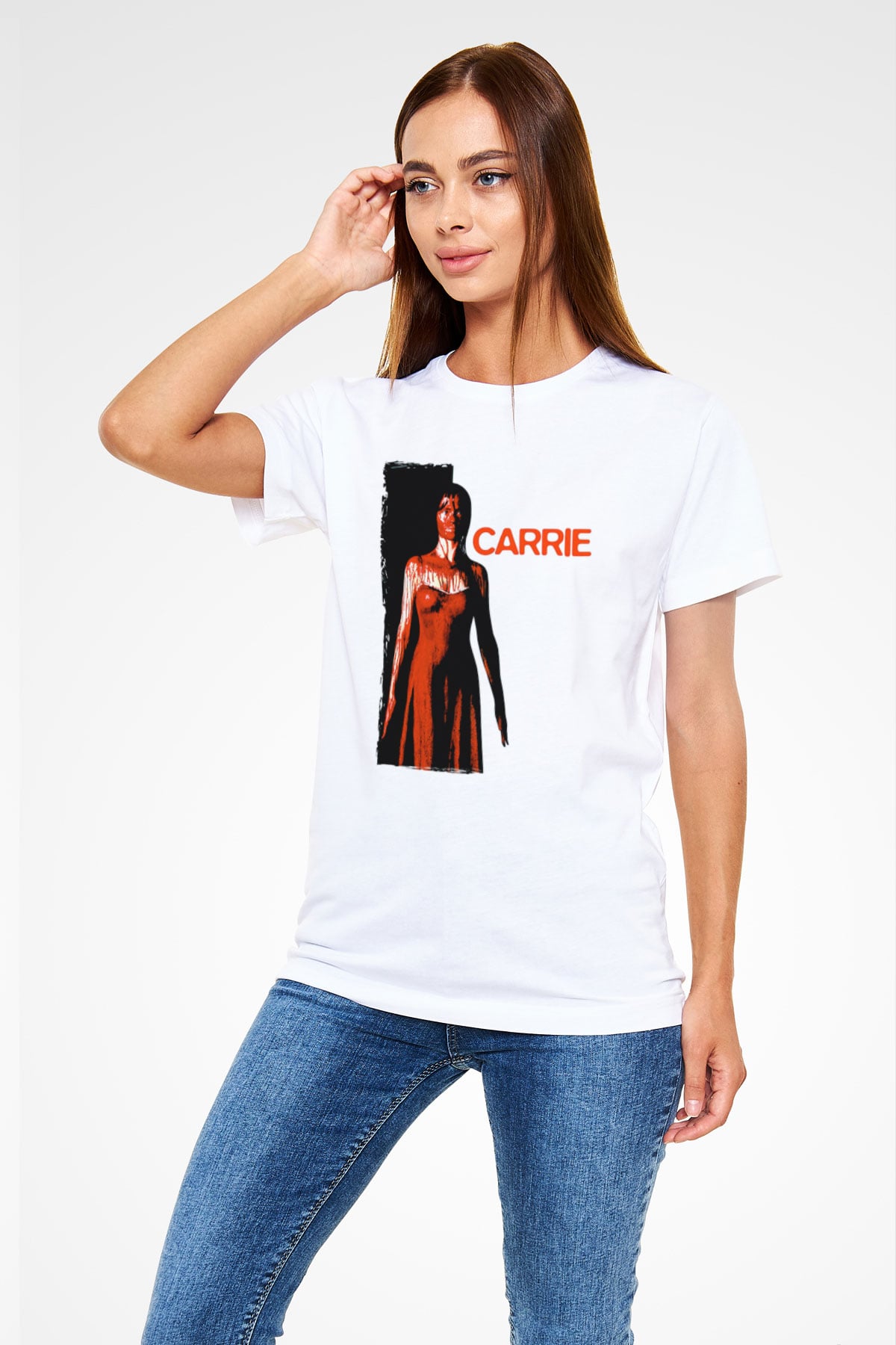 Carrie Beyaz Unisex Tişört