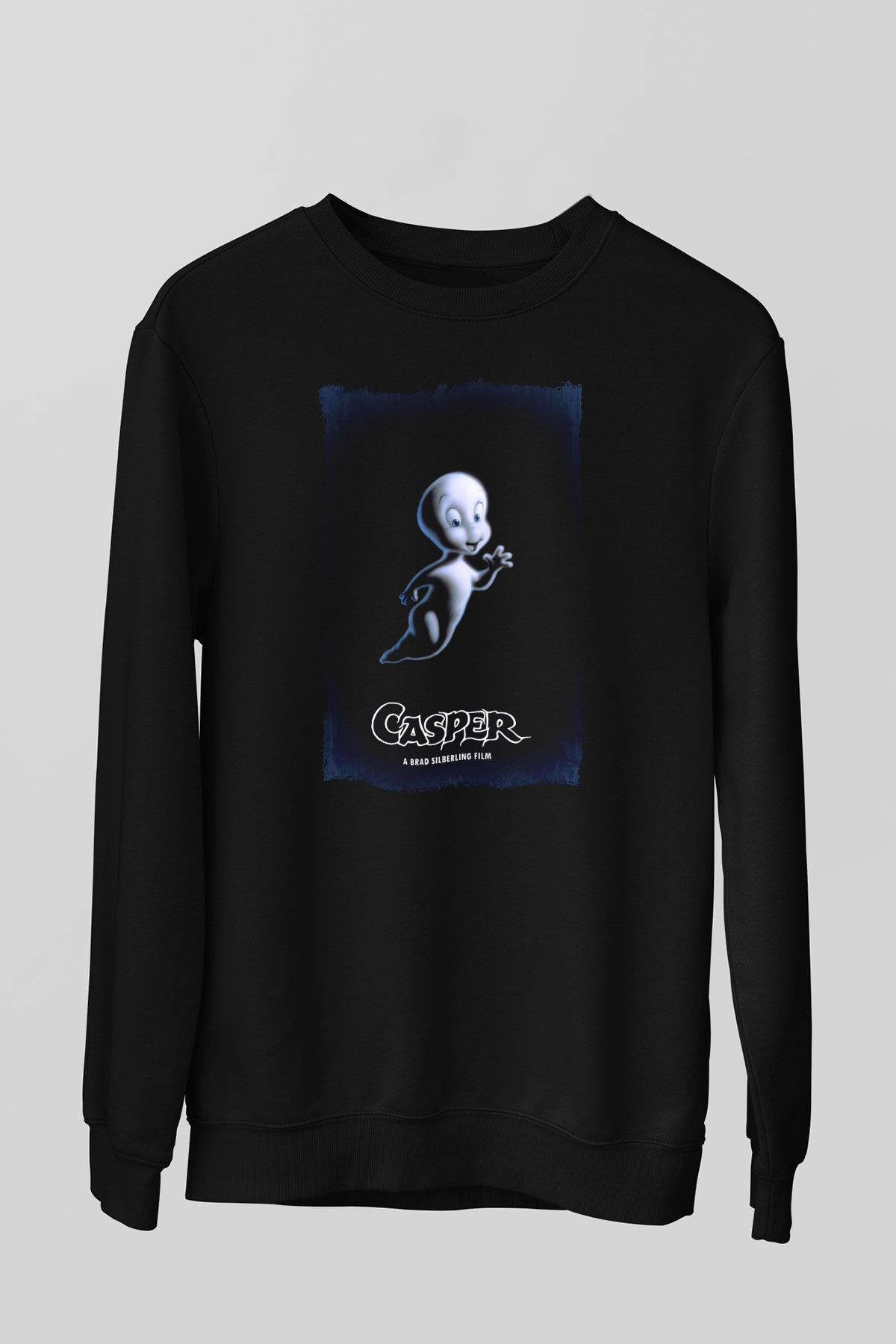 Casper Baskılı Unisex Siyah  Sweatshirt