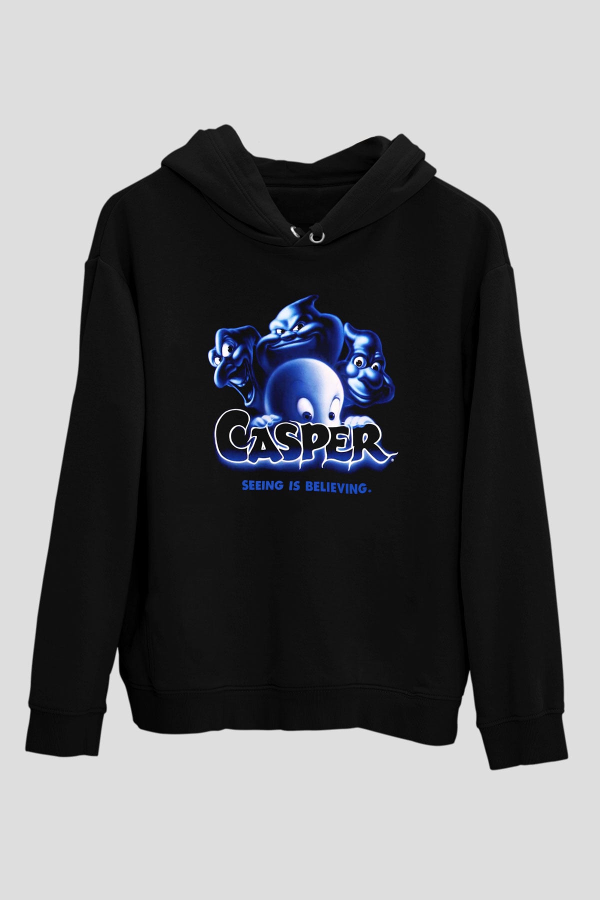 Casper the Friendly Ghost Siyah Unisex Kapüşonlu Sweatshirt