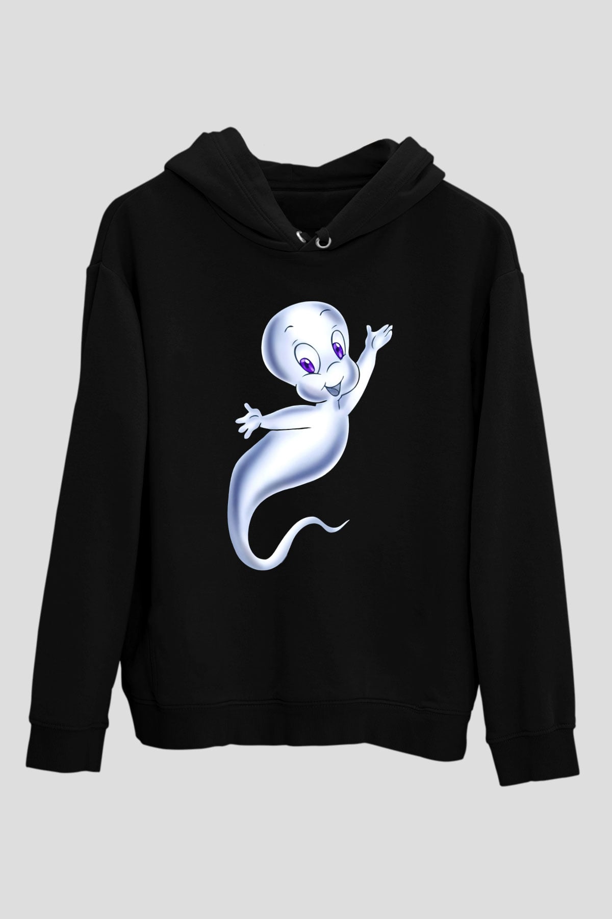 Casper the Friendly Ghost Siyah Unisex Kapüşonlu Sweatshirt