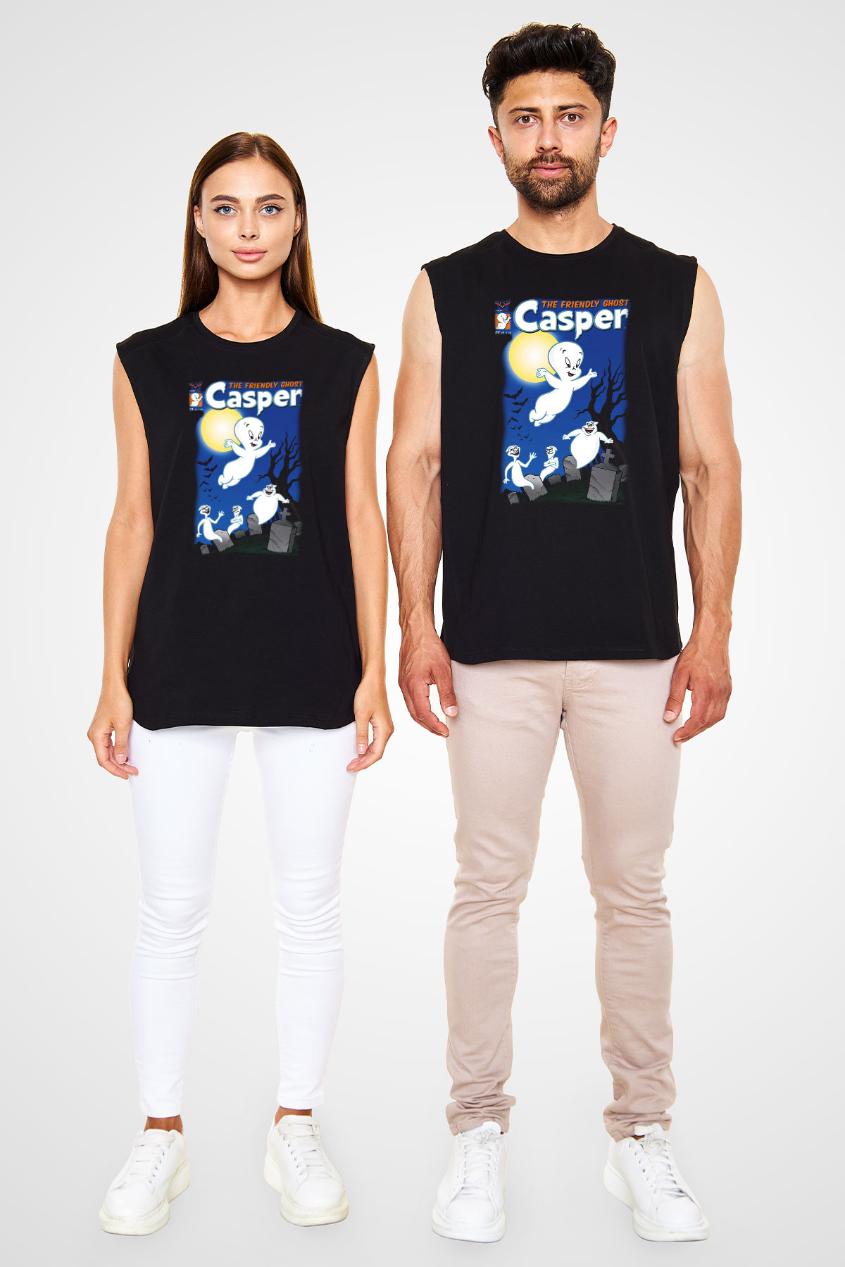 Casper the Friendly Ghost Siyah Unisex Kolsuz Tişört
