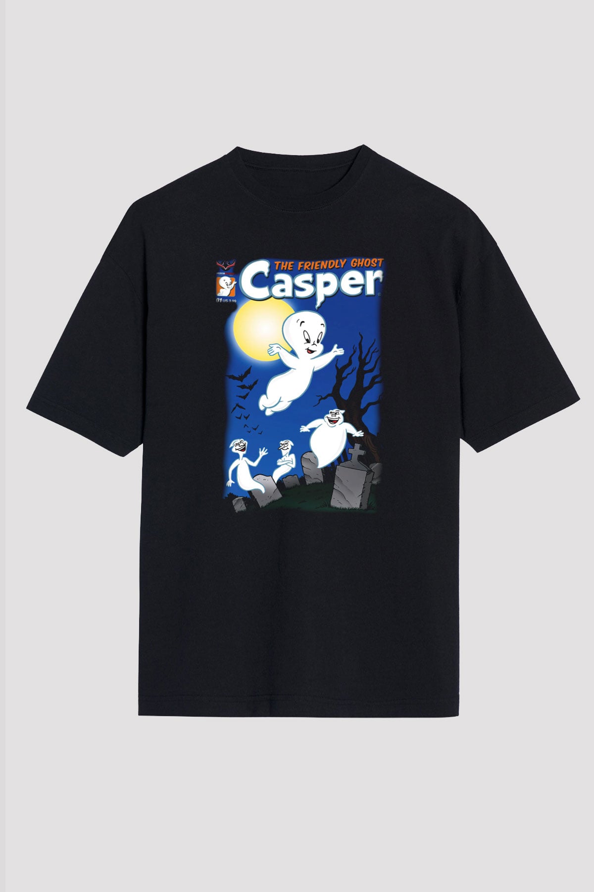 Casper the Friendly Ghost Siyah Unisex Oversize Tişört