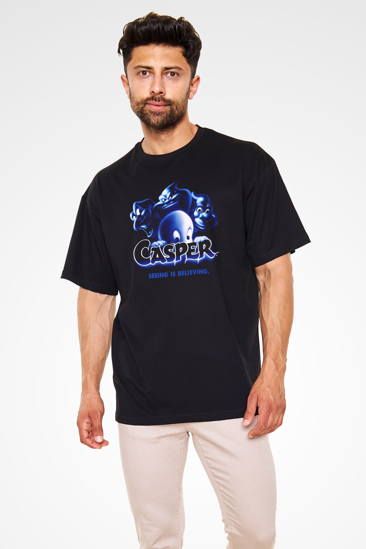 Casper the Friendly Ghost Siyah Unisex Oversize Tişört