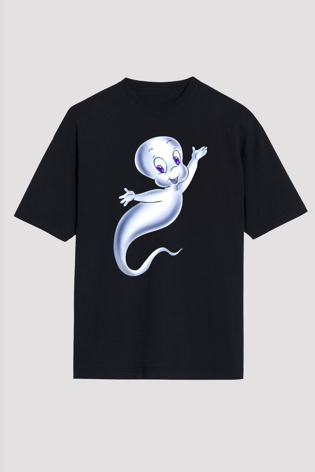 Casper the Friendly Ghost Siyah Unisex Oversize Tişört
