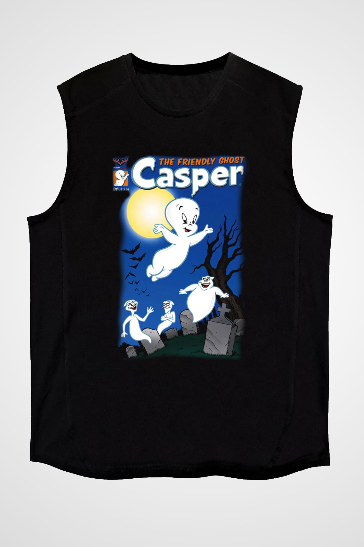 Casper the Friendly Ghost Siyah Unisex Kolsuz Tişört